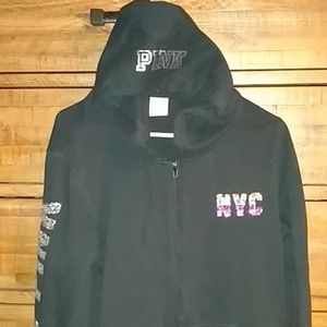 Pink VS Hoodie NYC BLING